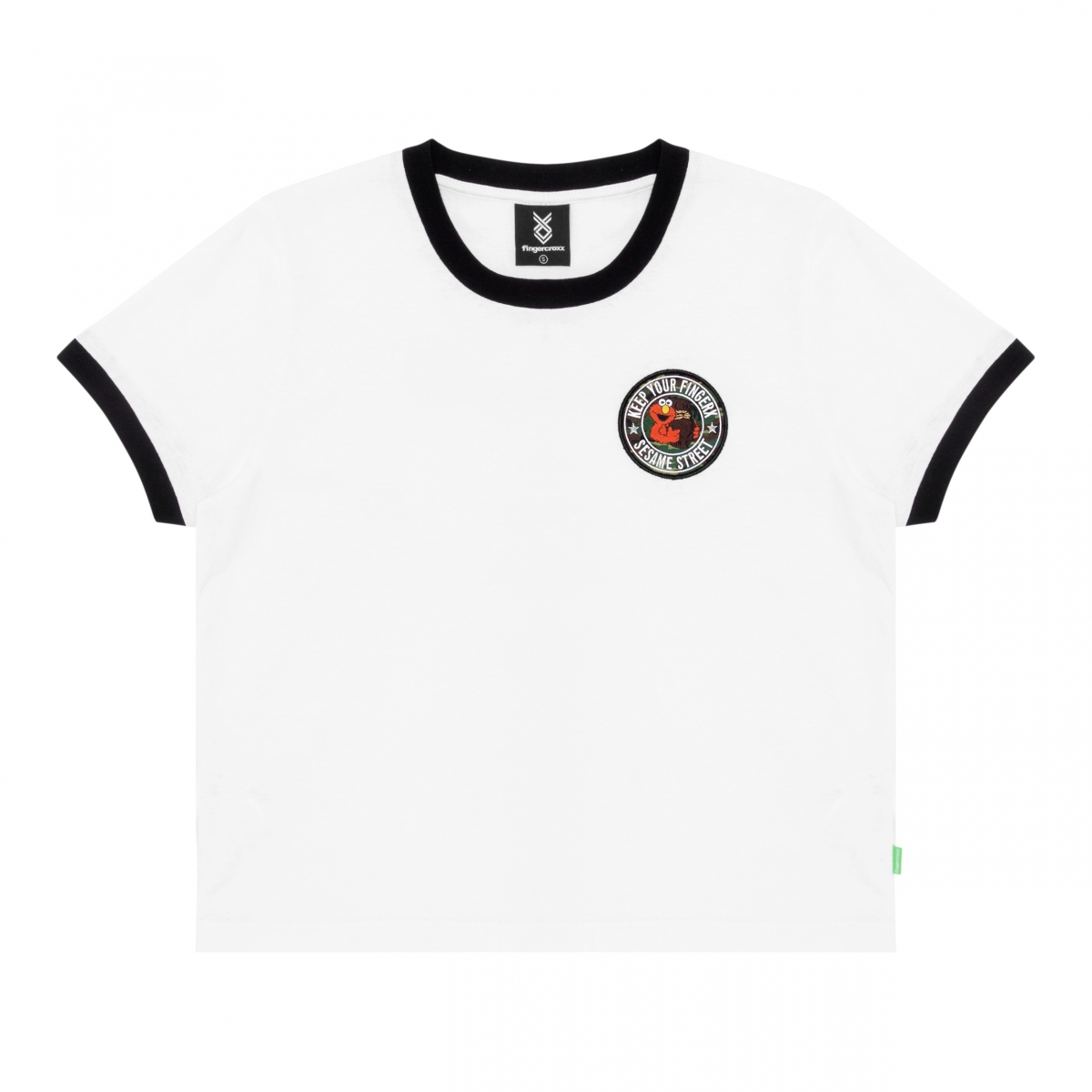 fingercroxx X Sesame Street女裝條紋短款T-shirt HK$299